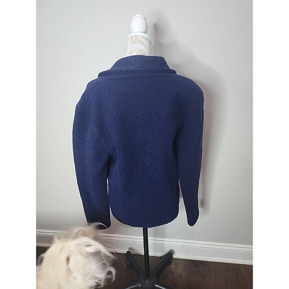 Talbots Blue Wool Knit Blazer 3 Button Jacket Women's 12 - Picture 9 of 11